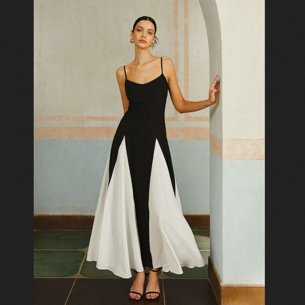 Commense Black and White Maxi Dress